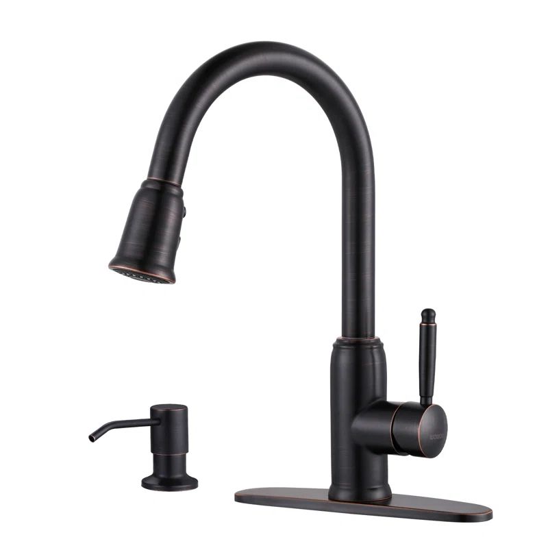 Oil Rubbed Bronze Stainless Steel Pull Down Kitchen Faucet with Soap Dispenser