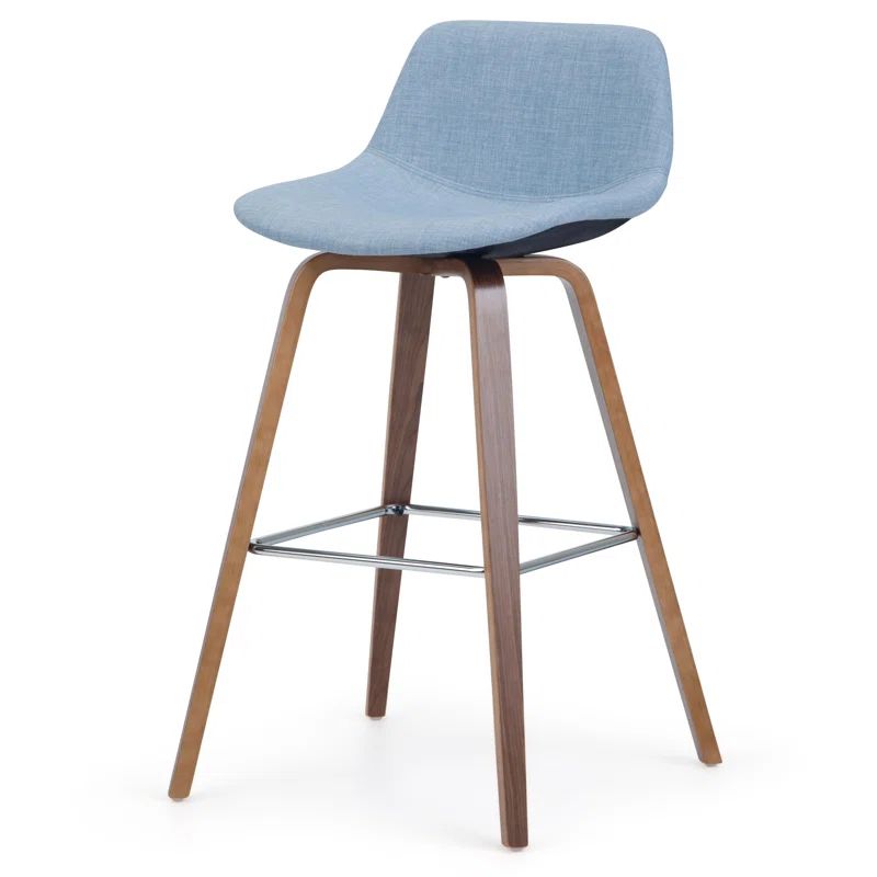 Randolph Denim Grey Linen Bentwood Counter Stools, Set of 2