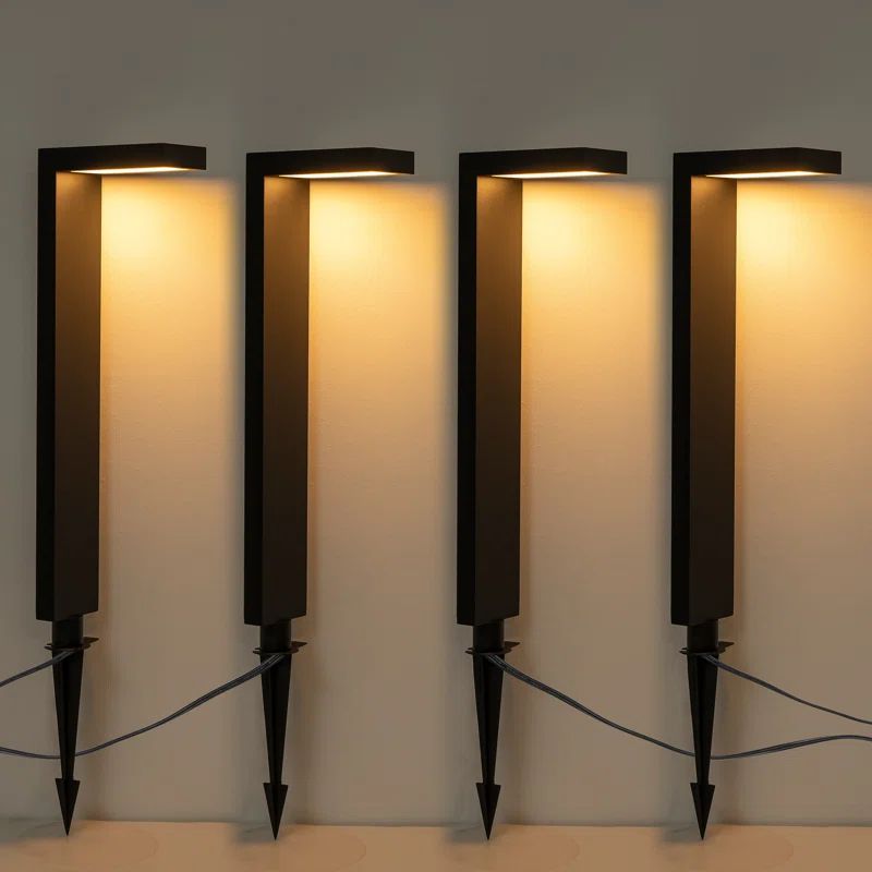 Black Aluminum LED Pathway Lights Set of 4