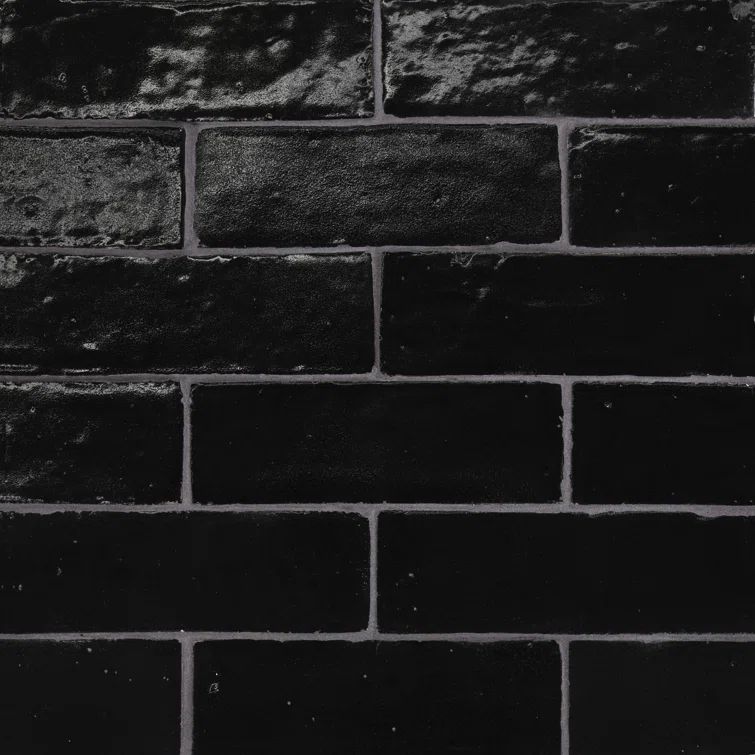 Nero Glossy Black Ceramic Rectangle Tile 2'' x 6''