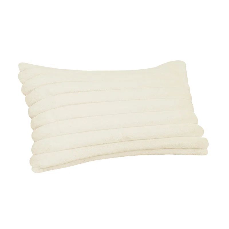 Cream Rectangular Vegan Fur Accent Pillow