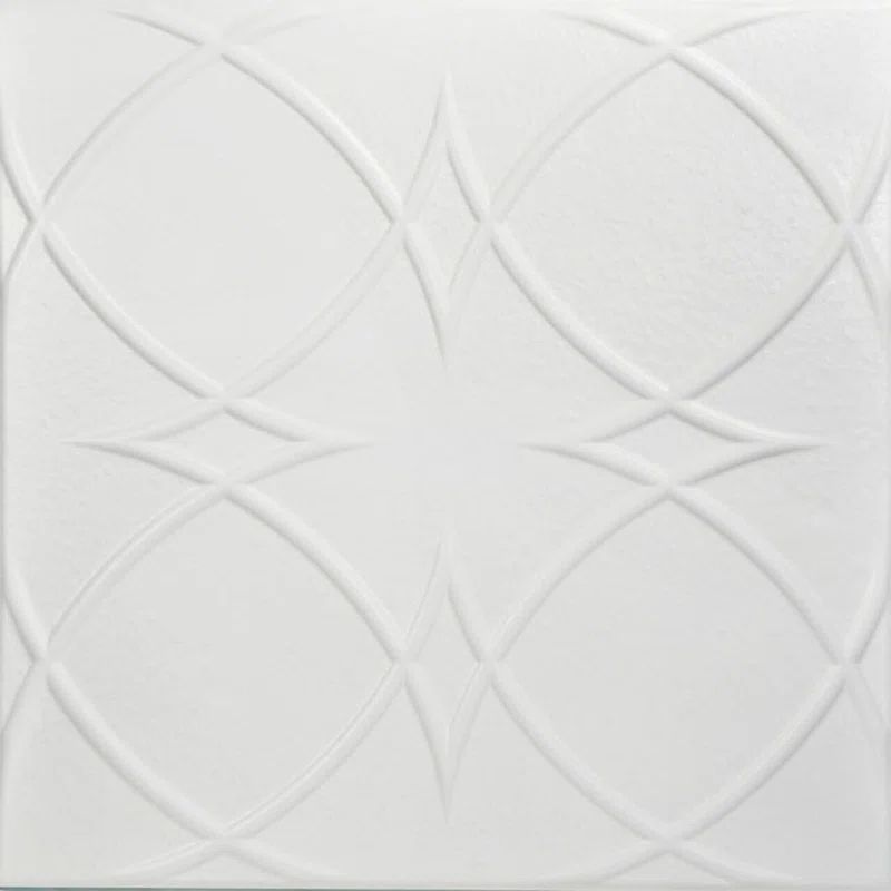 White Heron Polystyrene Glue-up Ceiling Tile with Geometric Design