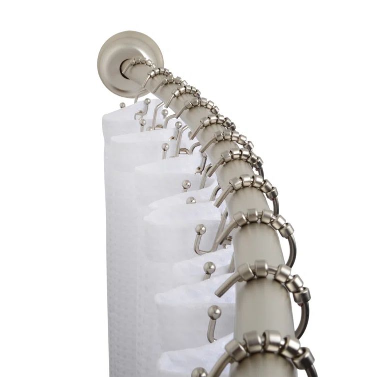 Brushed Nickel Adjustable Curved Shower Rod, 40" to 72"