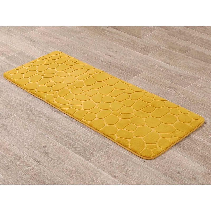 Yellow Mustard Memory Foam Runner Mat with 3D Pebble Design