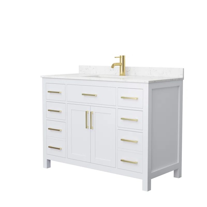 Beckett 48" White Freestanding Vanity with Carrara Marble Top