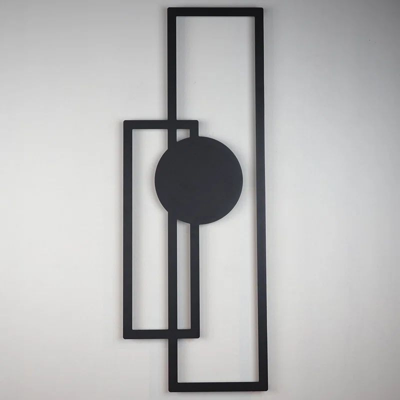 Black Geometric Modern Metal Wall Art, 27" x 10"