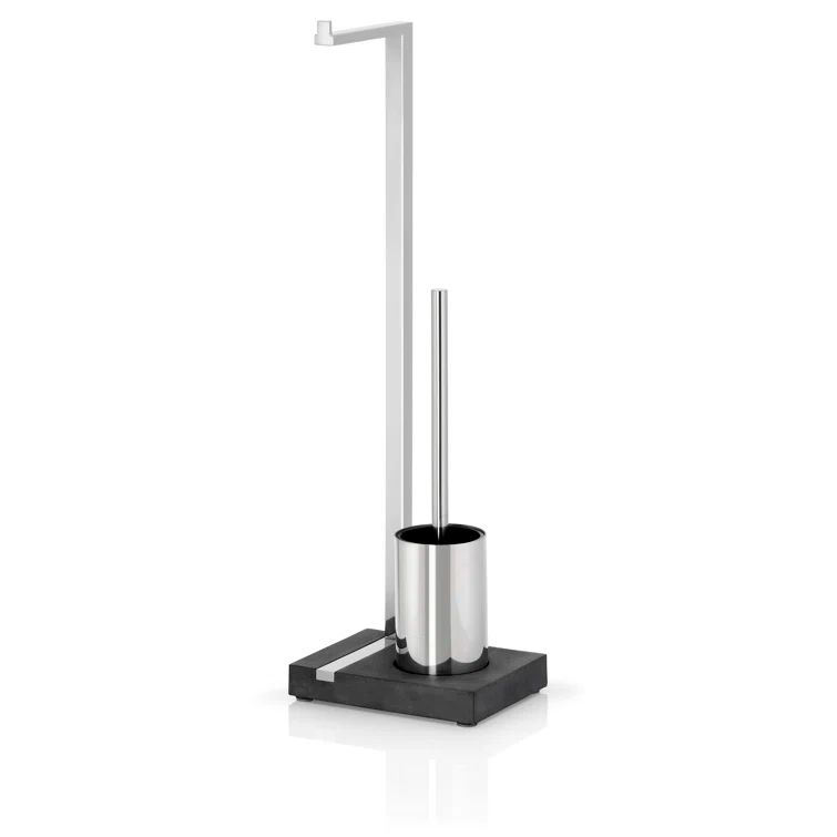 Polished Stainless Steel Toilet Brush and Paper Holder Set