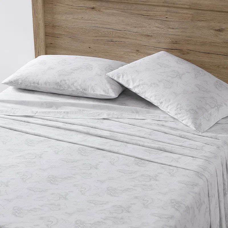 King Gray Cotton Percale Deep Pocket Plaid Sheet Set