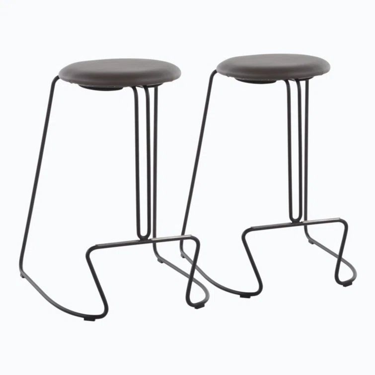 Finn Grey Steel & Grey Faux Leather Modern Counter Stool