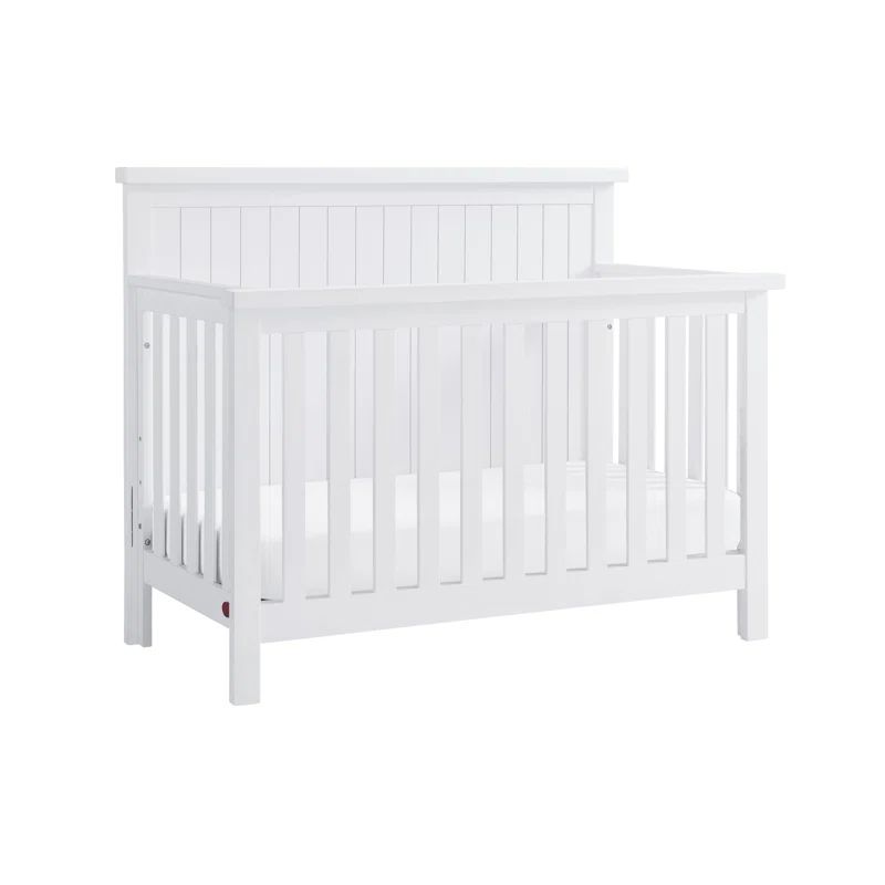 Whitewash Solid Wood 4-in-1 Convertible Crib