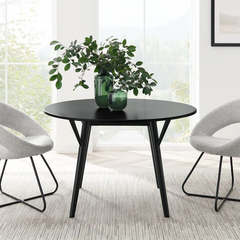 Gallant 47" Round Black Rubberwood Dining Table with MDF Top