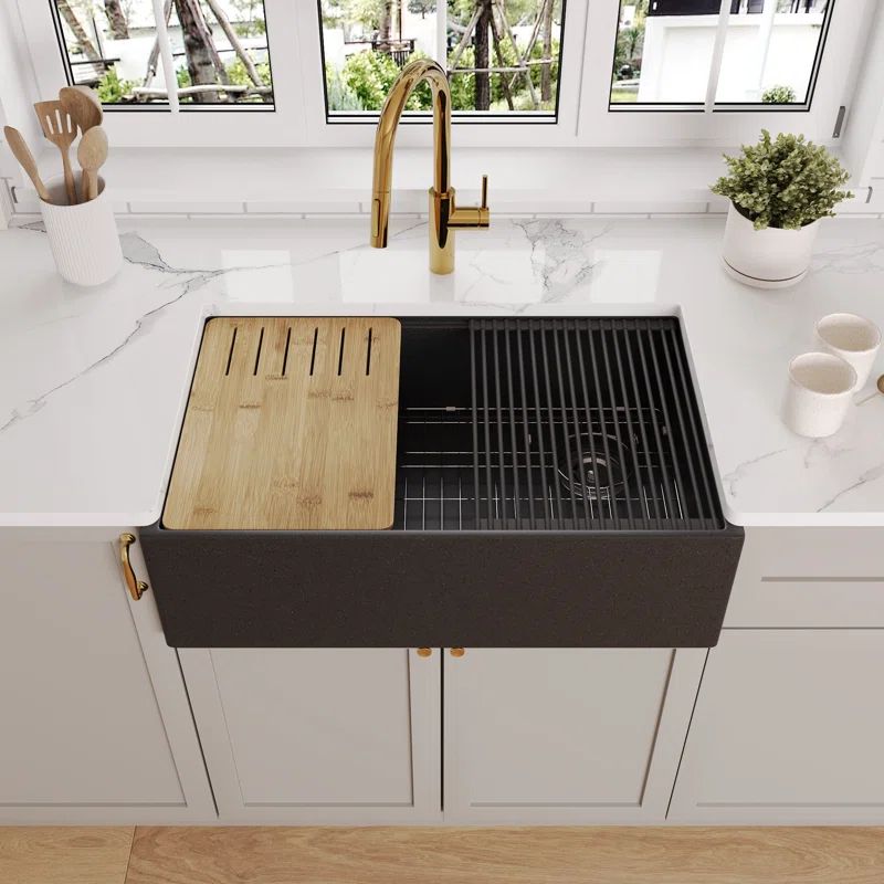 30-Inch Dark Brown Stainless Steel Farmhouse Drop-In Sink