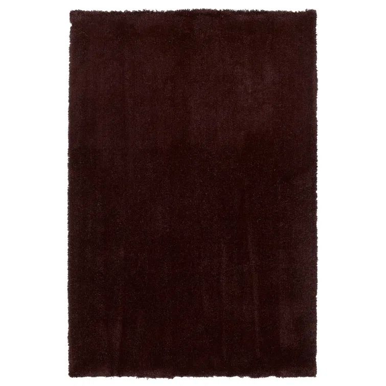 Handmade Brown Rectangular Shag Area Rug 5' x 7'