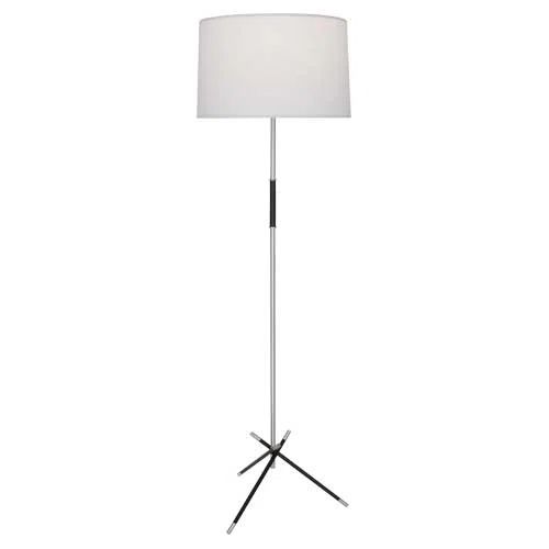 Thatcher Polished Nickel 63" Floor Lamp with Linen Shade