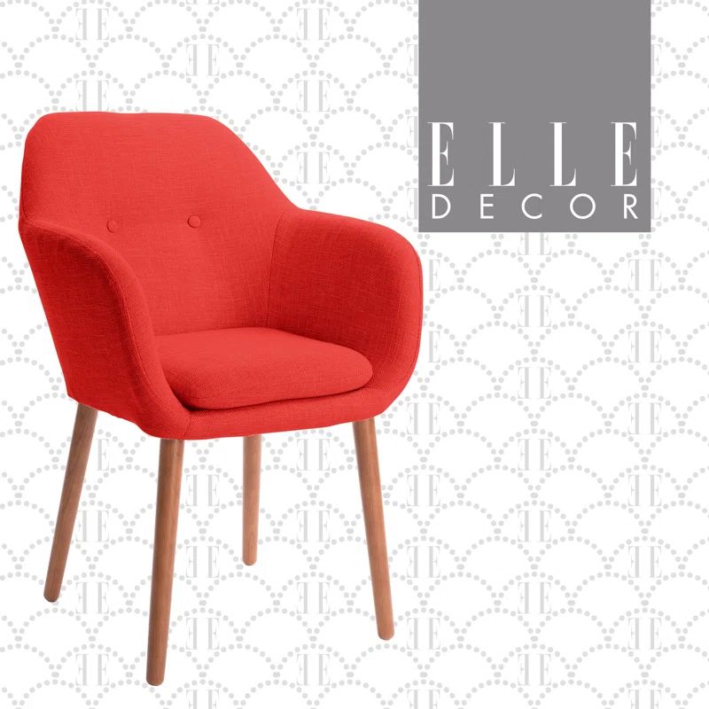 Chic French Red Mid-Century Accent Chair with Tapered Legs