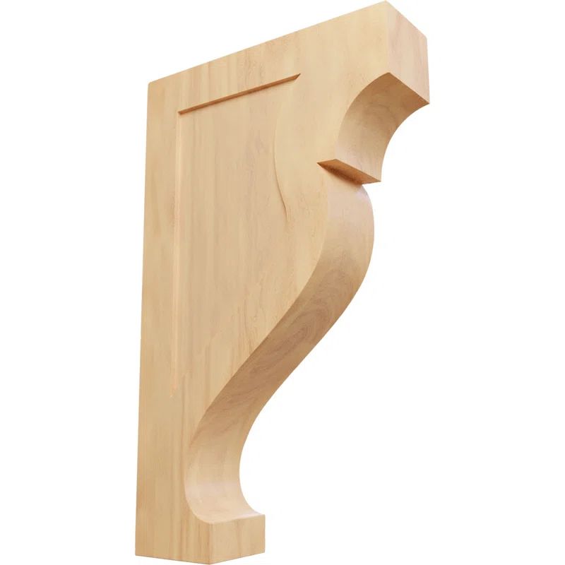 Hand-Carved Red Oak Decorative Wood Corbel