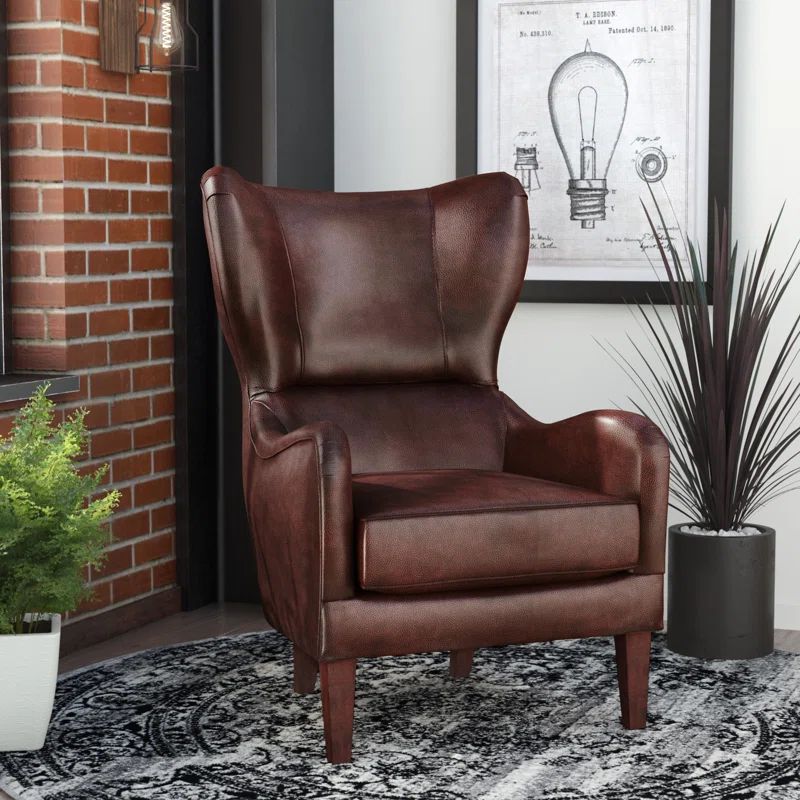 Morgan Chocolate Brown Faux Leather Wingback Accent Chair