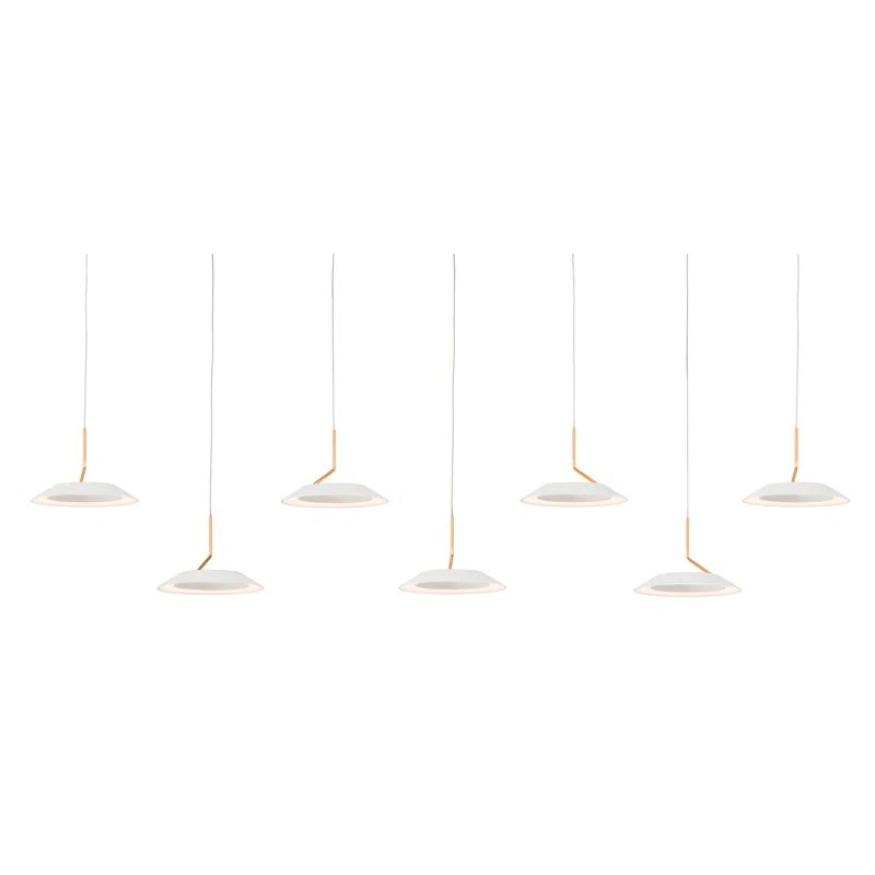 Royyo Matte White and Gold 7-Light Modern LED Island Pendant