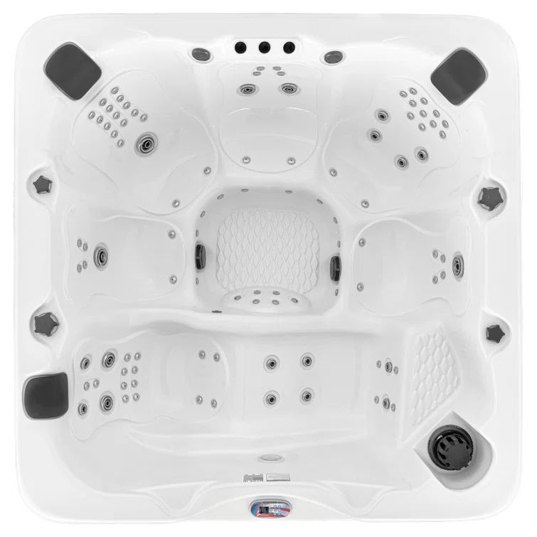 6-Person White Acrylic Lounger Spa with Bluetooth and LED Waterfall