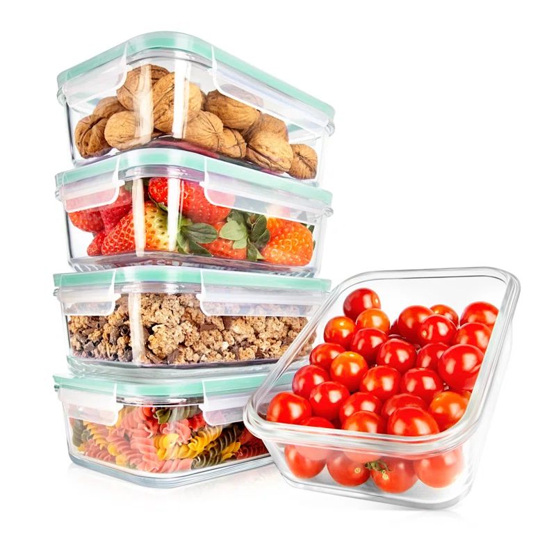 Green Glass Meal Prep Jars with Flip Top Lid