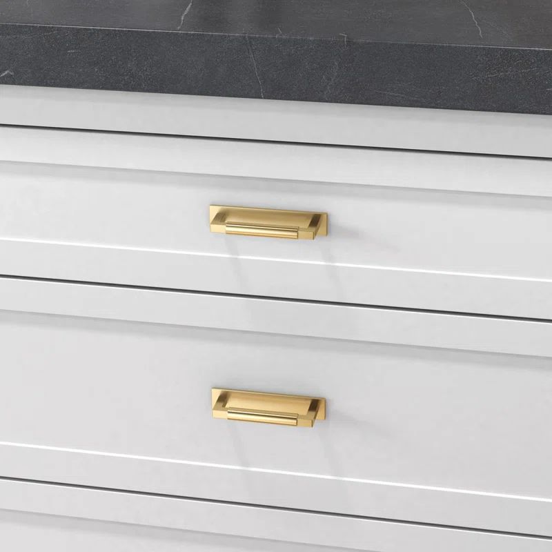 Polished Brass Contemporary Drawer Pull Back Plate