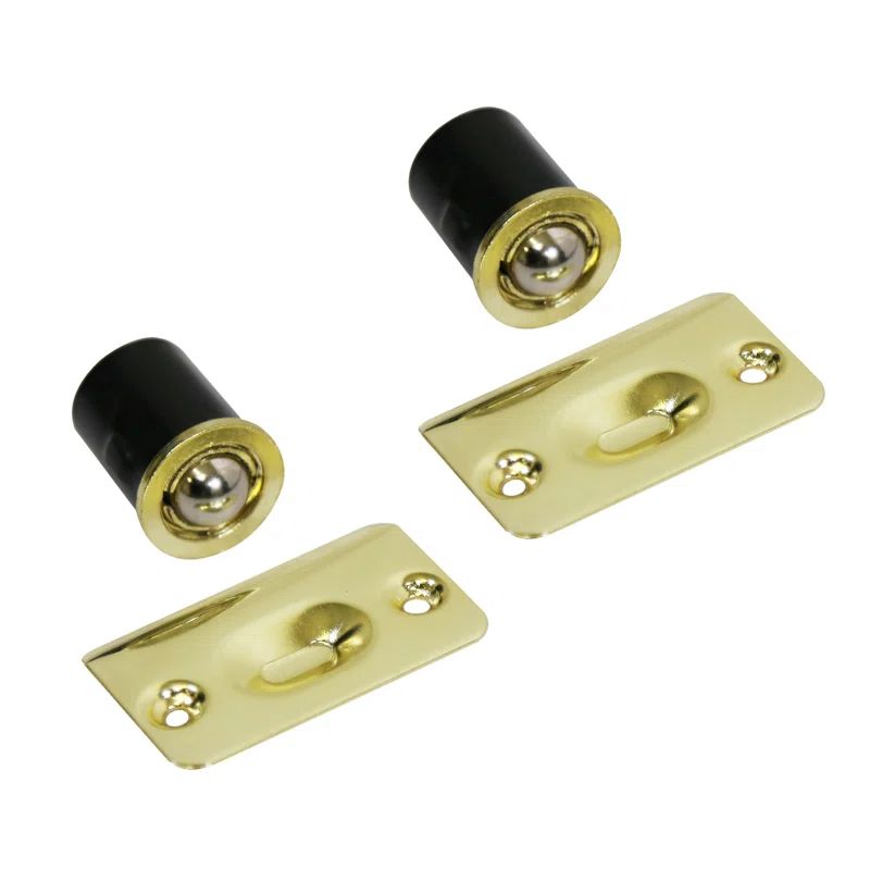 Polished Brass Drive-In Ball Catch Set for Closet Doors