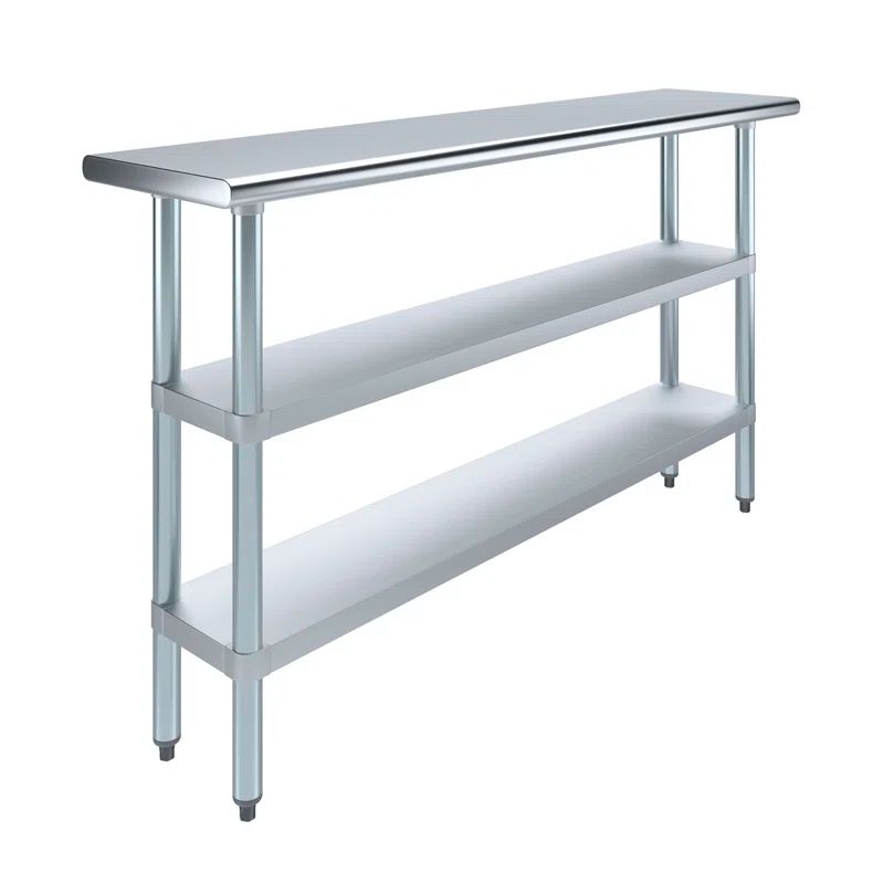 60" Stainless Steel Work Table with Galvanized Shelves