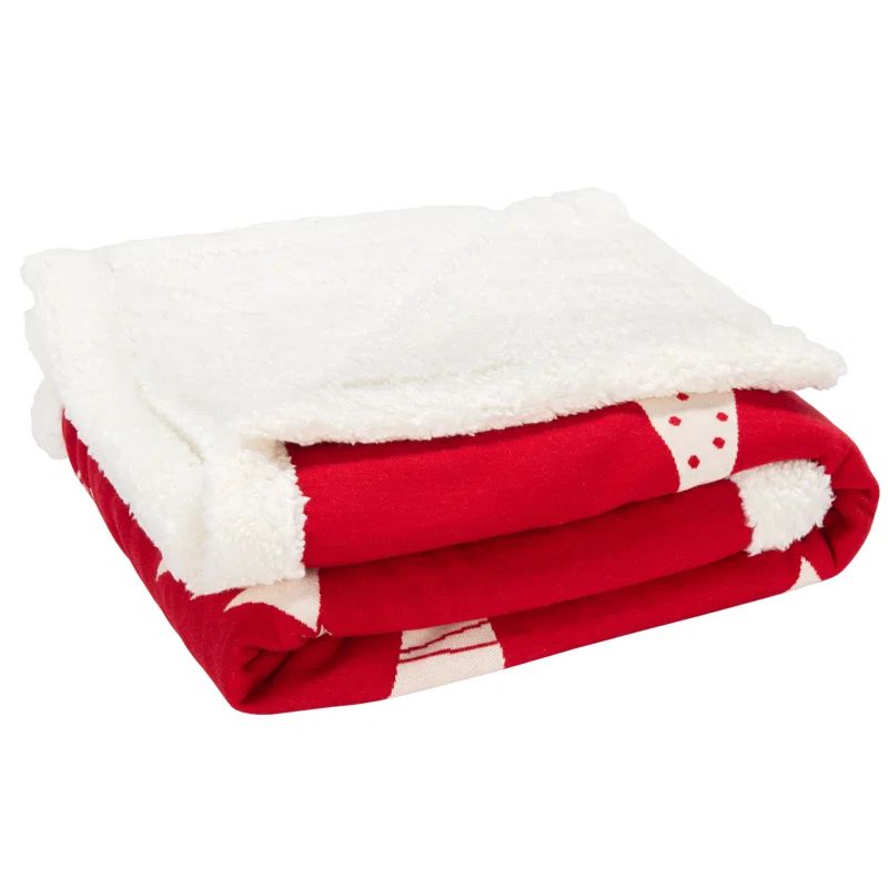 Red Cotton Sherpa Christmas Throw Blanket