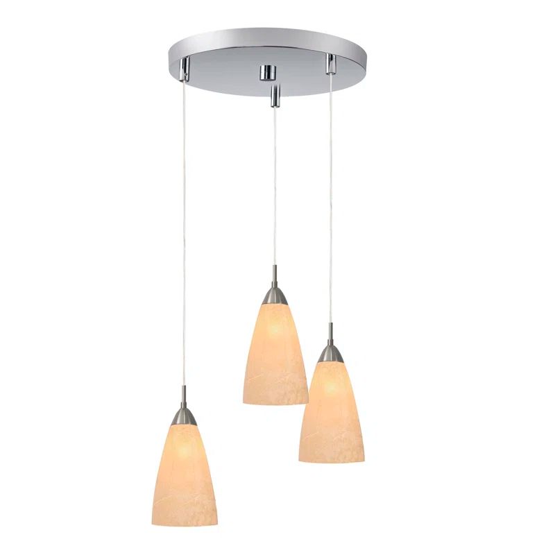 Matte Glass and Satin Nickel 3-Light Pendant