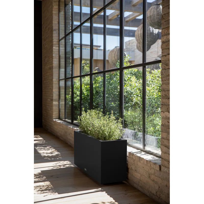 Veradek Black Rectangular Plastic Planter Box 32"