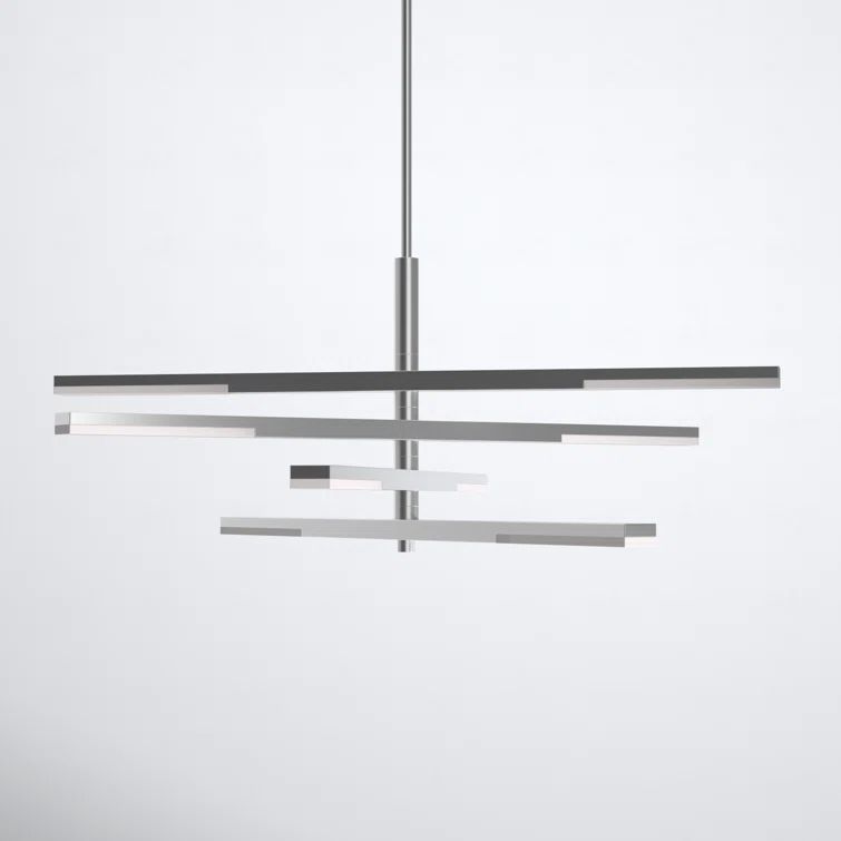 Helix 48" White Silica and Brushed Aluminum LED Chandelier