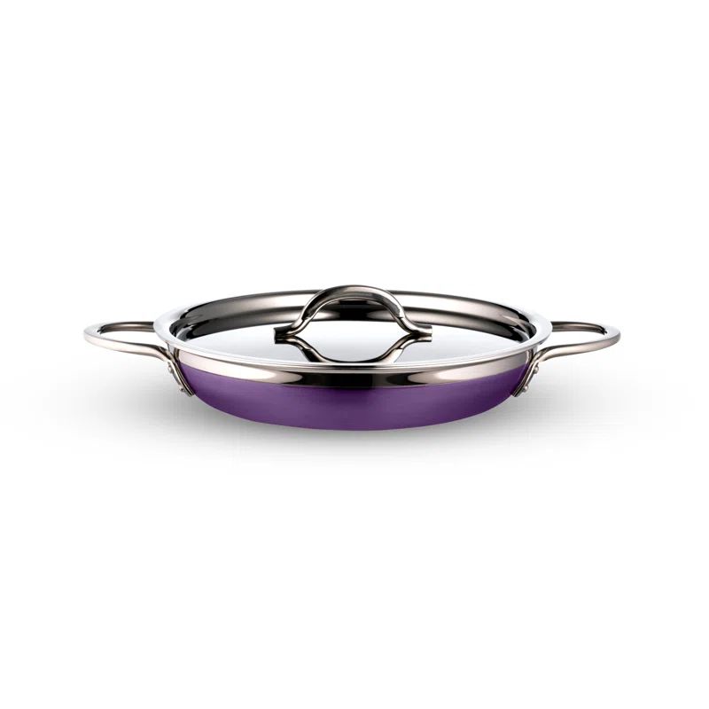 Purple Stainless Steel 3.13 qt. Saute Pan with Lid