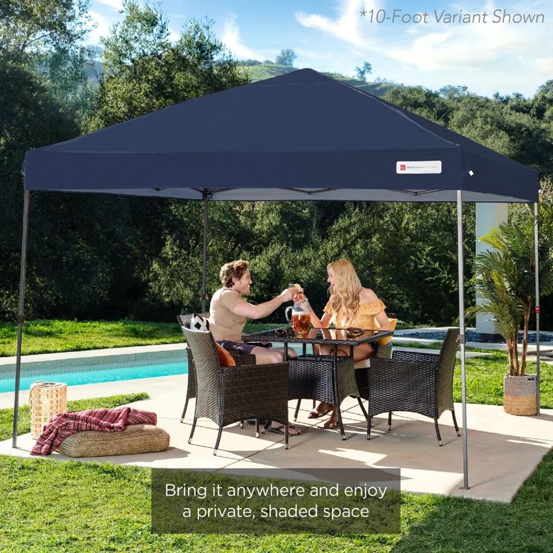 Navy Blue 8x8ft Adjustable Height Pop Up Canopy Tent with Gray Frame