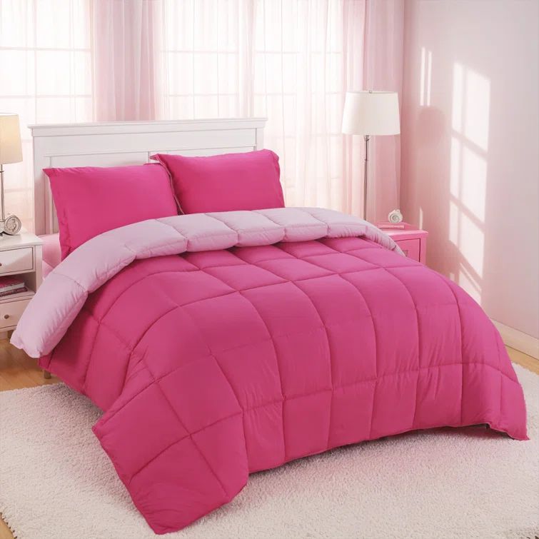 Full/Queen Hot Pink Reversible Microfiber Duvet Set