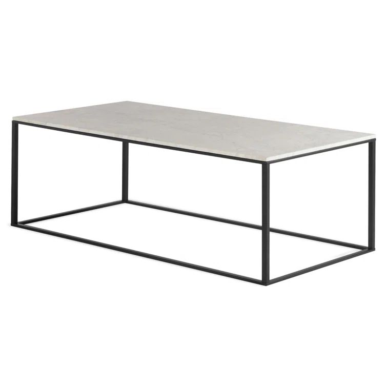 Minimalista 47.5" Stainless Steel & Marble Coffee Table with Storage