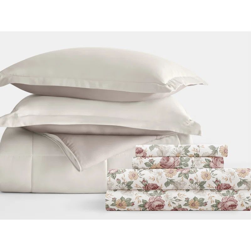 Full White Reversible Down Alternative Microfiber Bedding Set