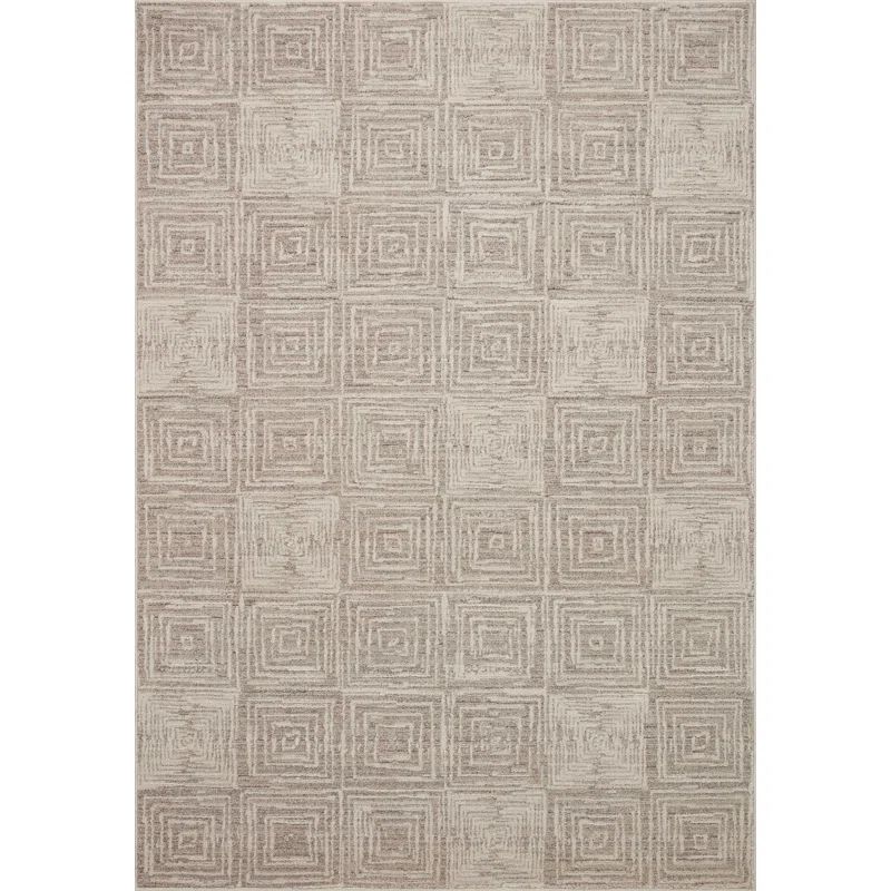 Darby Beige and Gray Geometric Synthetic Rug, 2'-7" x 4'