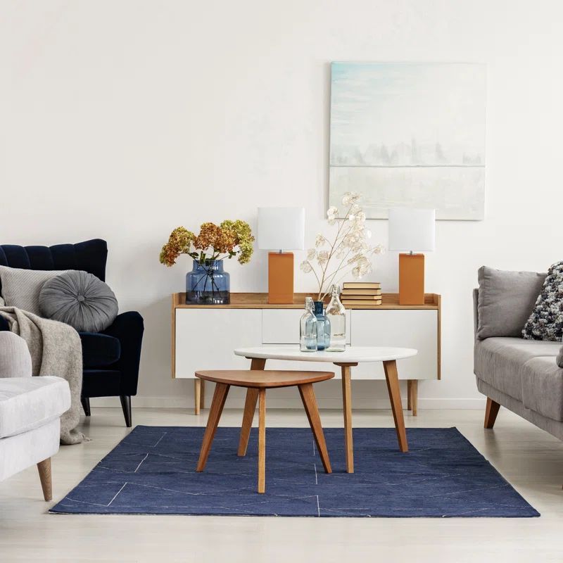 Tan Leather Base Table Lamp Set with White Fabric Shades