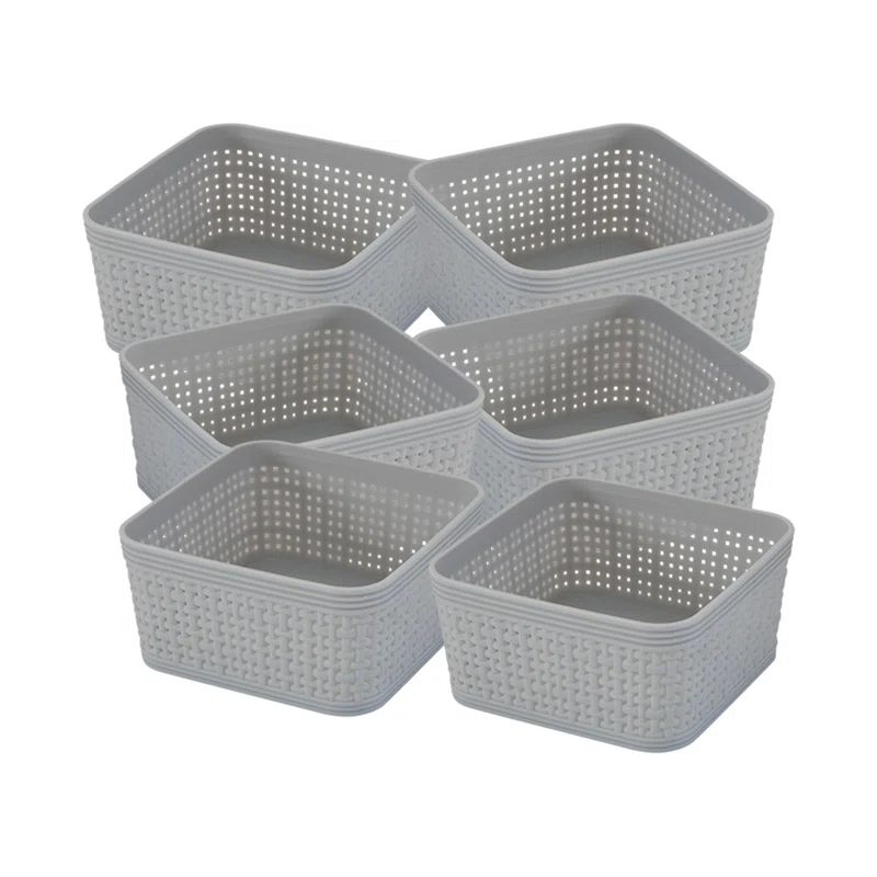 Simplify 6-Pack Gray Plastic Multipurpose Storage Baskets