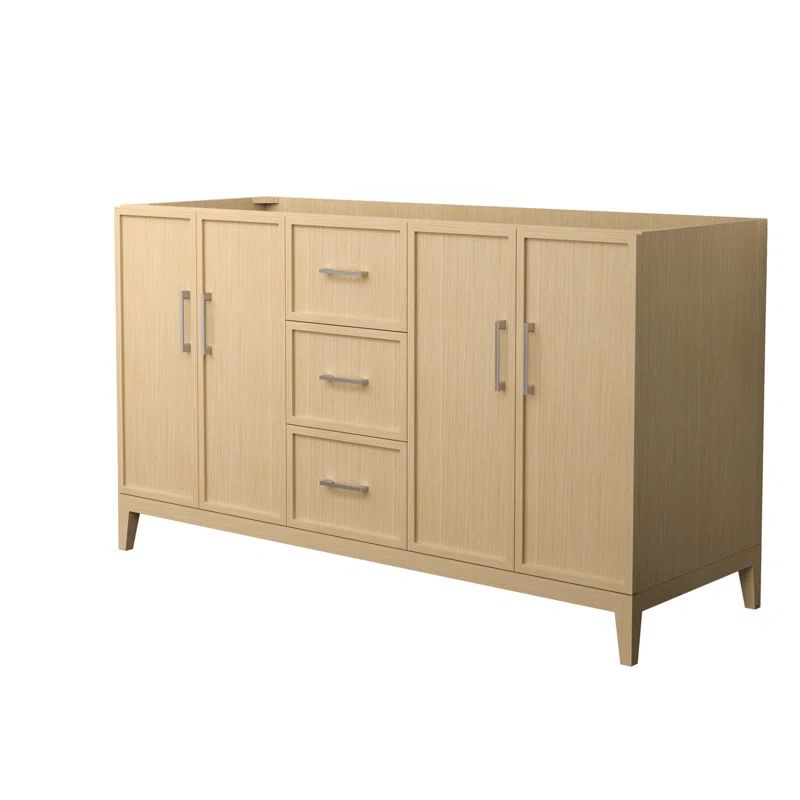 Elan 59'' White Oak Double Freestanding Bathroom Vanity with Brushed Nickel Hardware