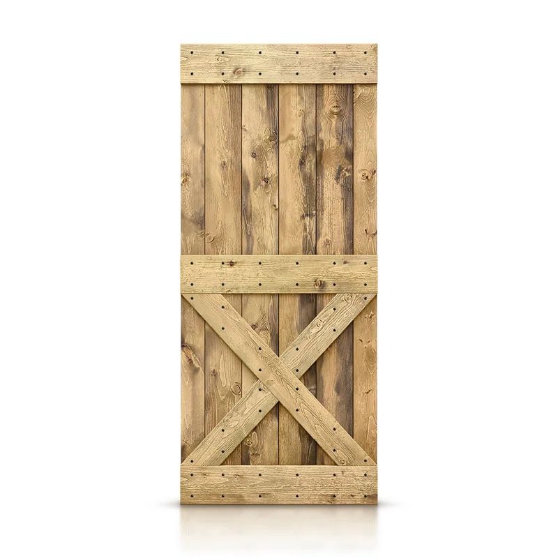 Weather Oak Solid Pine Wood Sliding Barn Door