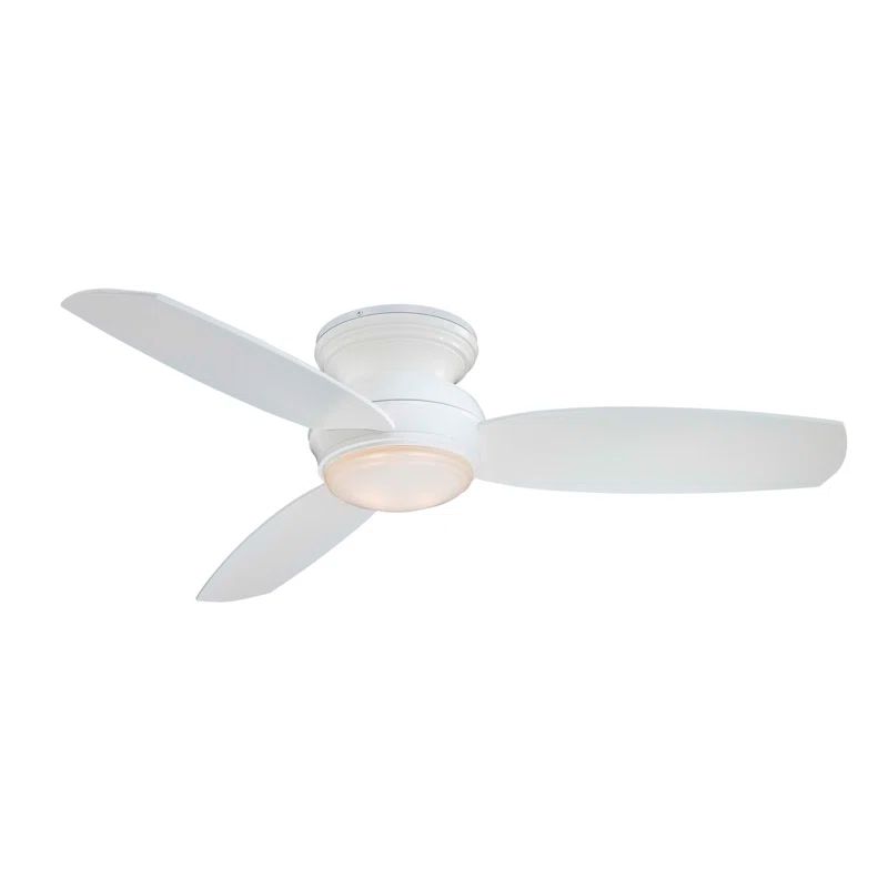 52" White Low Profile LED Ceiling Fan with Remote and Light Kit