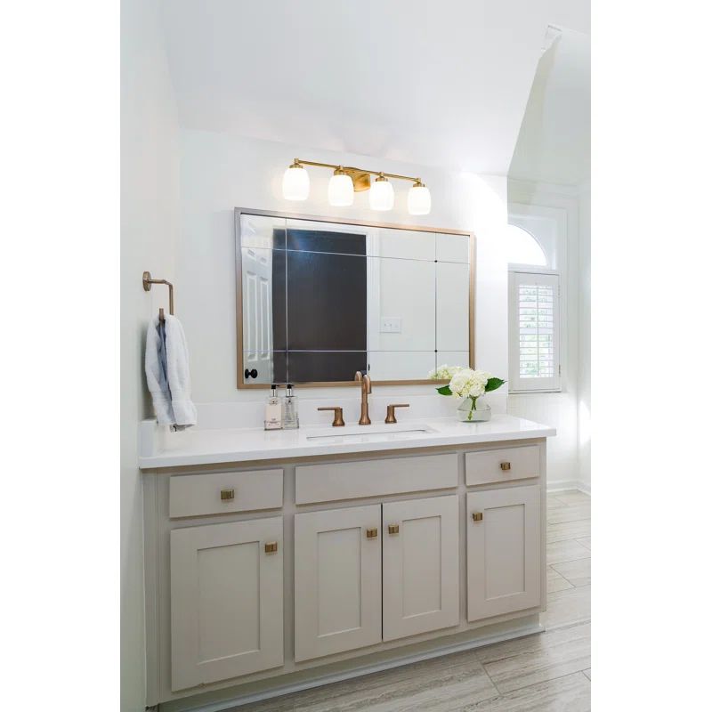 Luxe Gold 31.25" Dimmable Vanity Light with Matte Opal Glass Shades