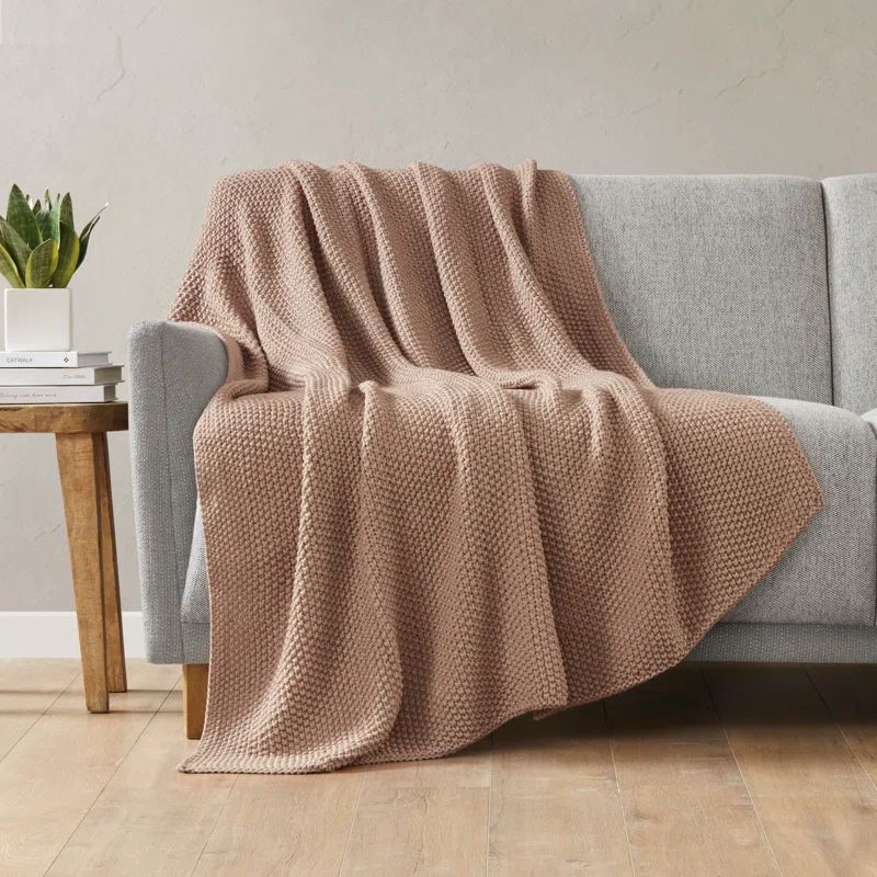 Bree 50" x 60" Brown Acrylic Knit Throw Blanket