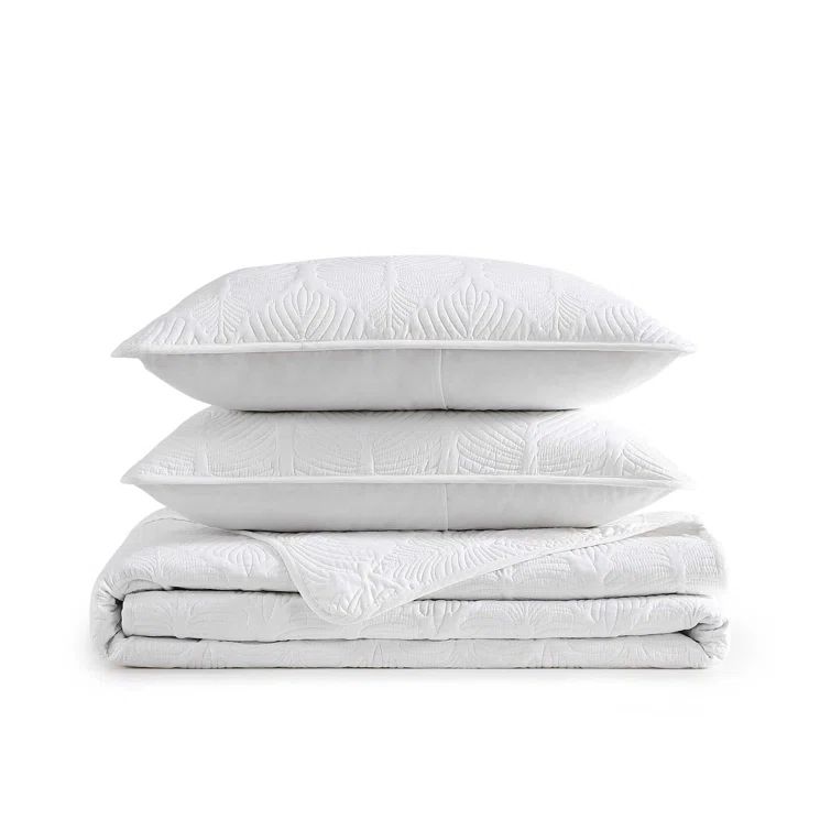 White Organic Cotton Full Quilt Set with Reversible Design