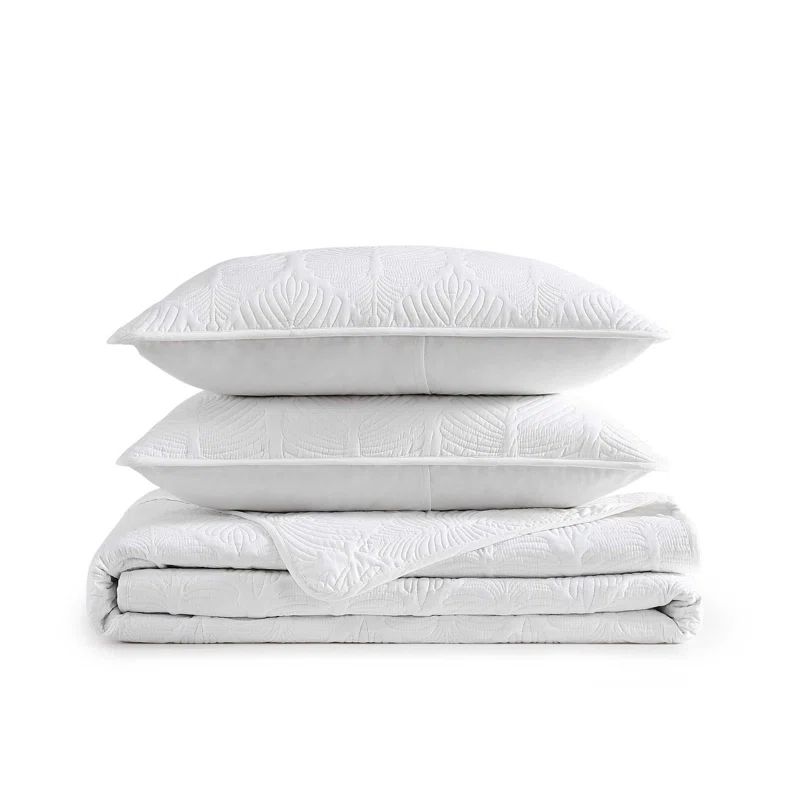 White Organic Cotton Full Quilt Set with Reversible Design