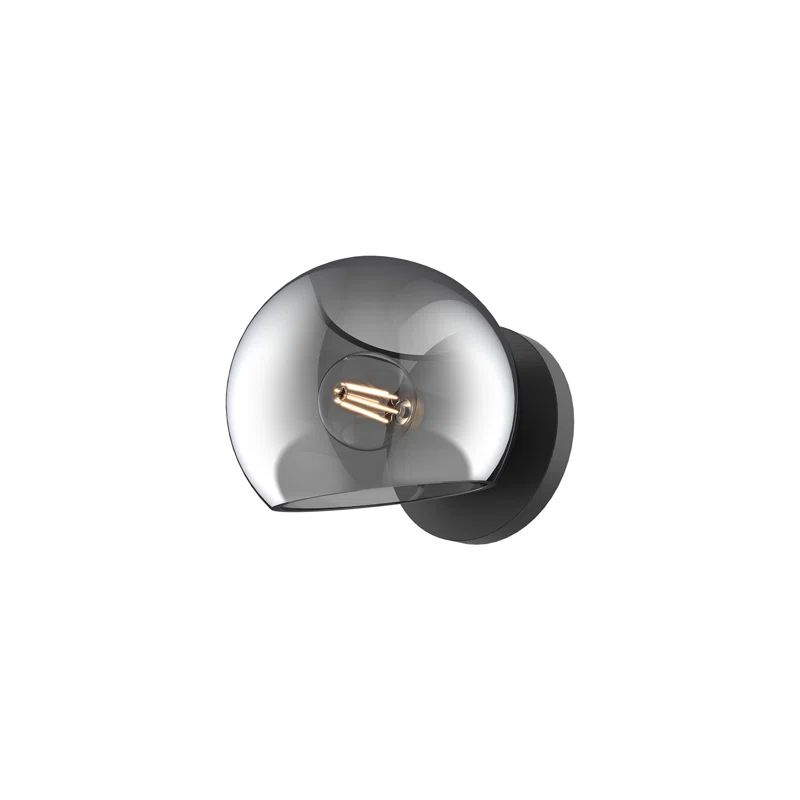 Willow Matte Black and Smoked Glass Wall Light