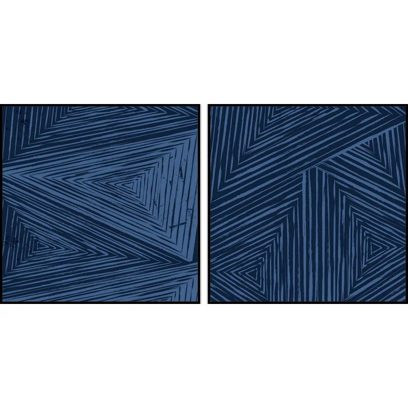 Blue Abstract Triangular Patterns Canvas Artwork Set