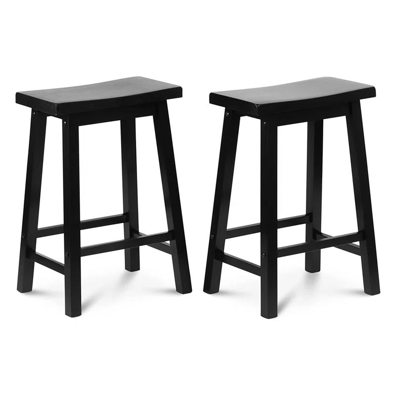 Natural Wood Saddle-Seat 30" Backless Counter Stool