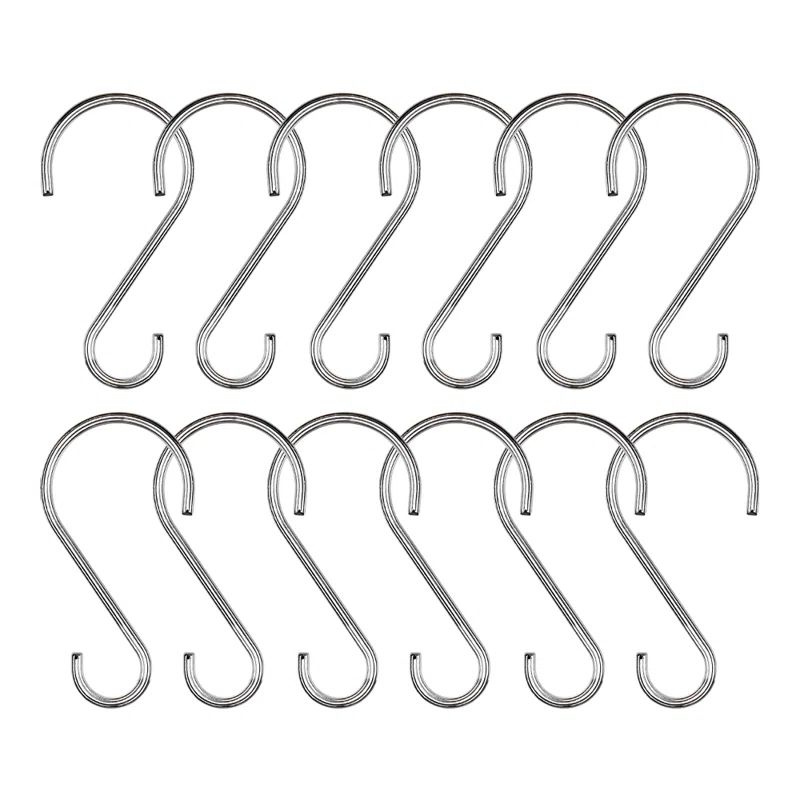 Polished Chrome Rust-Proof Shower Curtain Hooks Set of 12